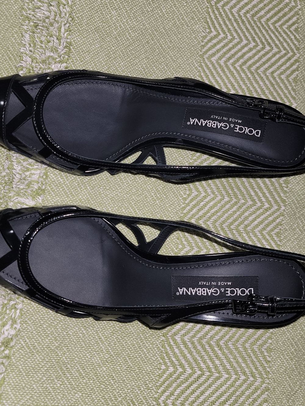 Dolce & Gabbana Black Patent Leather Slingback Heels